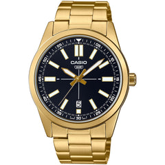 Casio Men's Watch - Black Dial Yellow Gold Stainless Steel Bracelet | MTP-VD02G-1EUDF
