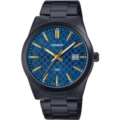 Casio Men's Watch - Blue Dial Black Stainless Steel Bracelet Analog | MTP-VD03B-2AUDF