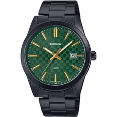 Casio Men's Watch - Quartz Green Dial Black Stainless Steel Bracelet | MTP-VD03B-3AUDF