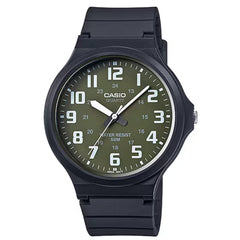 Casio Men's Watch - Quartz Solid Green Dial Black Resin Strap Analog | MW-240-3BVDF
