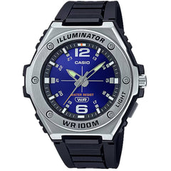 Casio Men's Watch - Quartz Blue Dial Black Resin Strap Illuminator | MWA-100H-2AV