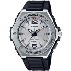 Casio Men's Watch - Quartz Silver Tone Dial Black Resin Strap Analog | MWA-100H-7AVCF