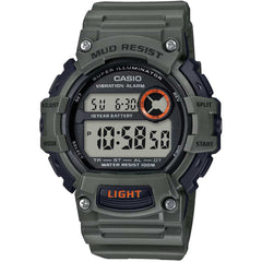 Casio Men's Watch - Dual Time Black and Grey Digital Dial Green Strap | TRT-110H-3AV