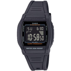 Casio Men's Watch - Dual Time Function Black Digi Dial Resin Strap Alarm | W-201-1BV