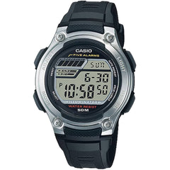Casio Men's Watch - Dual Time Grey Digital Dial Black Resin Strap Alarm | W-212H-1AV