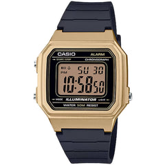 Casio Men's Watch - Chronograph Gold Digital Dial Black Resin Strap | W-217HM-9AV