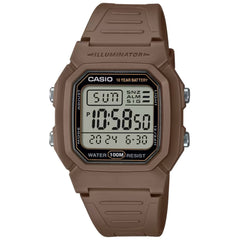Casio Men's Watch - Dual Time Grey Digital Dial Brown Resin Strap | W-800H-5AVCF