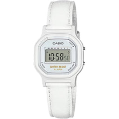 Casio Women's Watch - Alarm Grey Digital Dial White Leather Strap Quartz | LA-11WL-7A