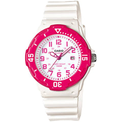 Casio Women's Watch - Coral Rotating Bezel White Dial Resin Strap | LRW-200H-4BV