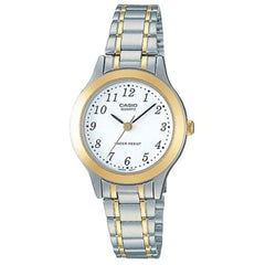 Casio Women’s Watch - Quartz White Dial Two Tone Steel Bracelet | LTP-1128G-7B