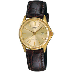 Casio Women’s Watch - Quartz Gold Tone Dial Brown Leather Strap | LTP-1183Q-9A