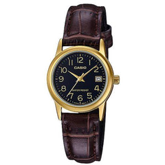 Casio Women’s Watch - Quartz Yellow Gold Case Brown Leather Strap | LTP-V002GL-1B