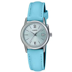 Casio Women’s Watch - Quartz Silver Tone Dial Light Blue Strap | LTP-V002L-2B3UDF