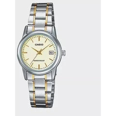 Casio Women’s Wach - Quartz Date Two Tone Stainless Steel Bracelet | LTP-V002SG-9A