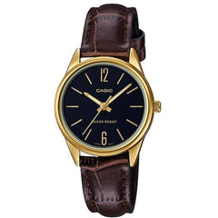 Casio Women’s Watch - Quartz Yellow Gold Case Brown Leather Strap | LTP-V005GL-1BUDF