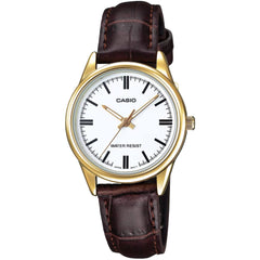 Casio Women’s Watch - Quartz White Dial Brown Leather Strap | LTP-V005GL-7AUDF