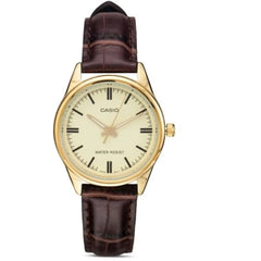 Casio Women’s Watch - Quartz Gold Tone Dial Brown Leather Strap | LTP-V005GL-9AUDF