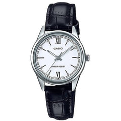 Casio Women’s Watch - Quartz White Dial Black Leather Strap | LTP-V005L-7B2UDF