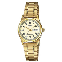 Casio Women’s Watch - Day-Date Champagne Dial Yellow Gold Bracelet | LTP-V006G-9BUDF