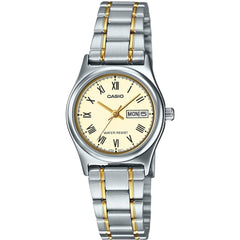 Casio Women’s Watch - Quartz Cream Dial Two Tone Steel Bracelet | LTP-V006SG-9BUDF
