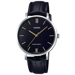 Casio Women’s Watch - Quartz Steel Case Black Dial Leather Strap | LTP-VT01L-1BUDF