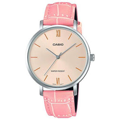 Casio Women’s Watch - Steel Case Champagne Dial Pink Leather Strap | LTP-VT01L-4BUDF