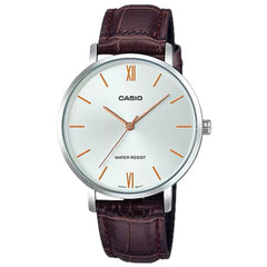 Casio Women’s Watch - Quartz Silver Tone Dial Brown Leather Strap | LTP-VT01L-7B2UDF