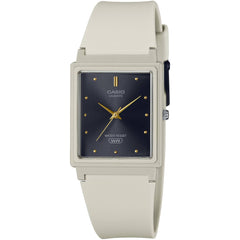 Casio Women’s Watch - Resin Glass Quartz Black Dial Cream Strap | MQ-38-8A
