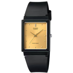 Casio Women’s Watch - Resin Glass Quartz Gold Tone Dial Black Strap | MQ-38-9A