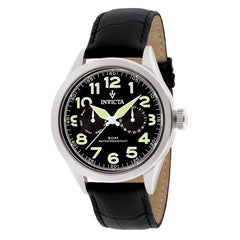 Invicta 11741 Men's Vintage Black Dial Black Leather Strap Watch