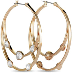 Swarovski Women's Hoop Earrings - Gaze Rose Gold Plated White Crystal | 5278286