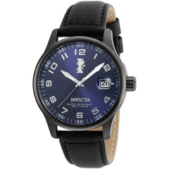 Invicta Men's Watch - I-Force Gunmetal Case Blue Dial Black Leather Strap | 21395