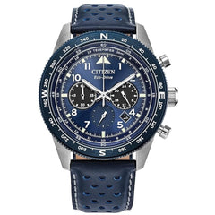 Citizen Men's Watch - Weekender Chrono Blue and Black Dial Leather Strap | CA4557-01L