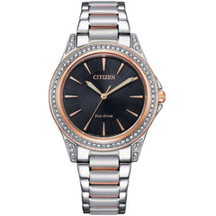 Citizen Women's Watch - Black Dial Two Tone Stainless Steel Bracelet | EM0946-58E