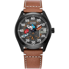 Citizen Men's Watch - Disney Mickey Baseball Eco-Drive Leather Strap | BV1089-05W