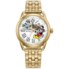 Citizen Women's Watch - Disney Mickey Mouse Eco-Drive Yellow Gold Steel | FE7093-57W