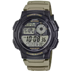 Casio Unisex Watch - World Time Black and Grey Digital Dial Resin Strap | AE1000W-5AV