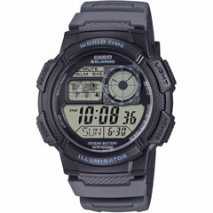 Casio Unisex Watch - World Time Digital Dial Grey Resin Strap Alarm | AE1000W-8AV