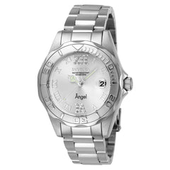 Invicta Women's Stainless Steel Watch - Angel Silver Tone Dial Crystal Dive | 14396