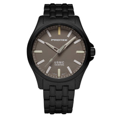 Protek Men's Watch - USMC Series Quartz Sand Dial Black Titanium Bracelet | 3106BR