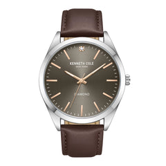 Kenneth Cole Men's Watch - Diamond Grey Dial Brown Leather Strap | KCWGA7002201