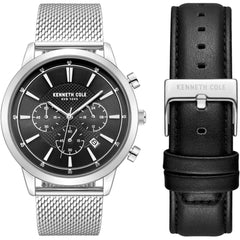 Kenneth Cole Men's Watch - Chronograph Black Dial Silver Steel Bracelet | KCWGK7007201