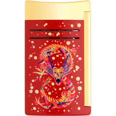 S.T. Dupont Lighter - Maxijet Burgundy Lacquer Finish and Dragon Decoration | 20176