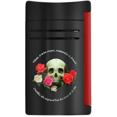 S.T. Dupont Lighter - Maxijet Memento Mori Pattern Glossy Black Lacquer Finish | 20394