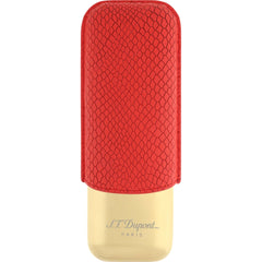 S.T. Dupont Cigar Case - Dragon Scale Burgundy Leather with Gold Metal Base | 183271