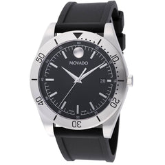 Movado Men's Watch - Sport Quartz Steel Case Black Dial Rubber Strap | 0607989