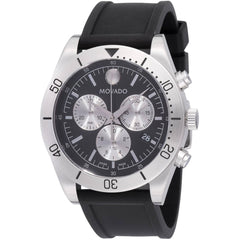 Movado Men's Watch - Sport Chronograph Steel Case Black Dial Rubber Strap | 0607992