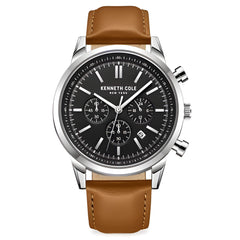 Kenneth Cole Men's Watch - Dress Sport Chrono Black Dial Brown Strap | KCWGF2271101