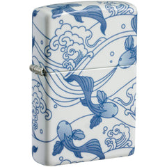 Zippo Windproof Lighter - Fish Design 540 Color Matte White Finish Metal | 46948