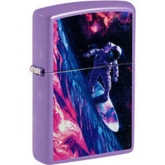 Zippo Windproof Lighter - Surfing Astronaut Design Smoky Lavender Finish Metal | 46999